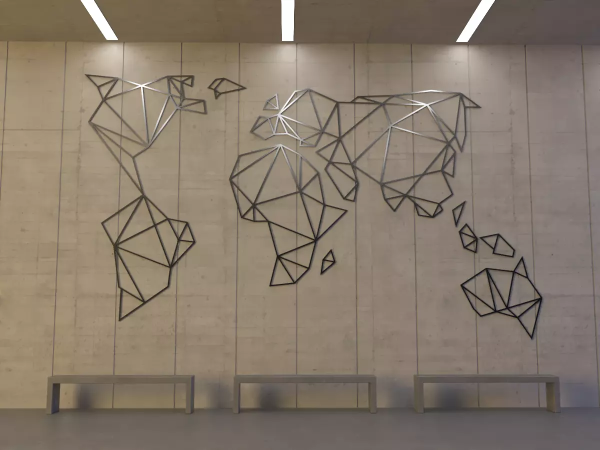 World Map Wall Decoration 3D model_0