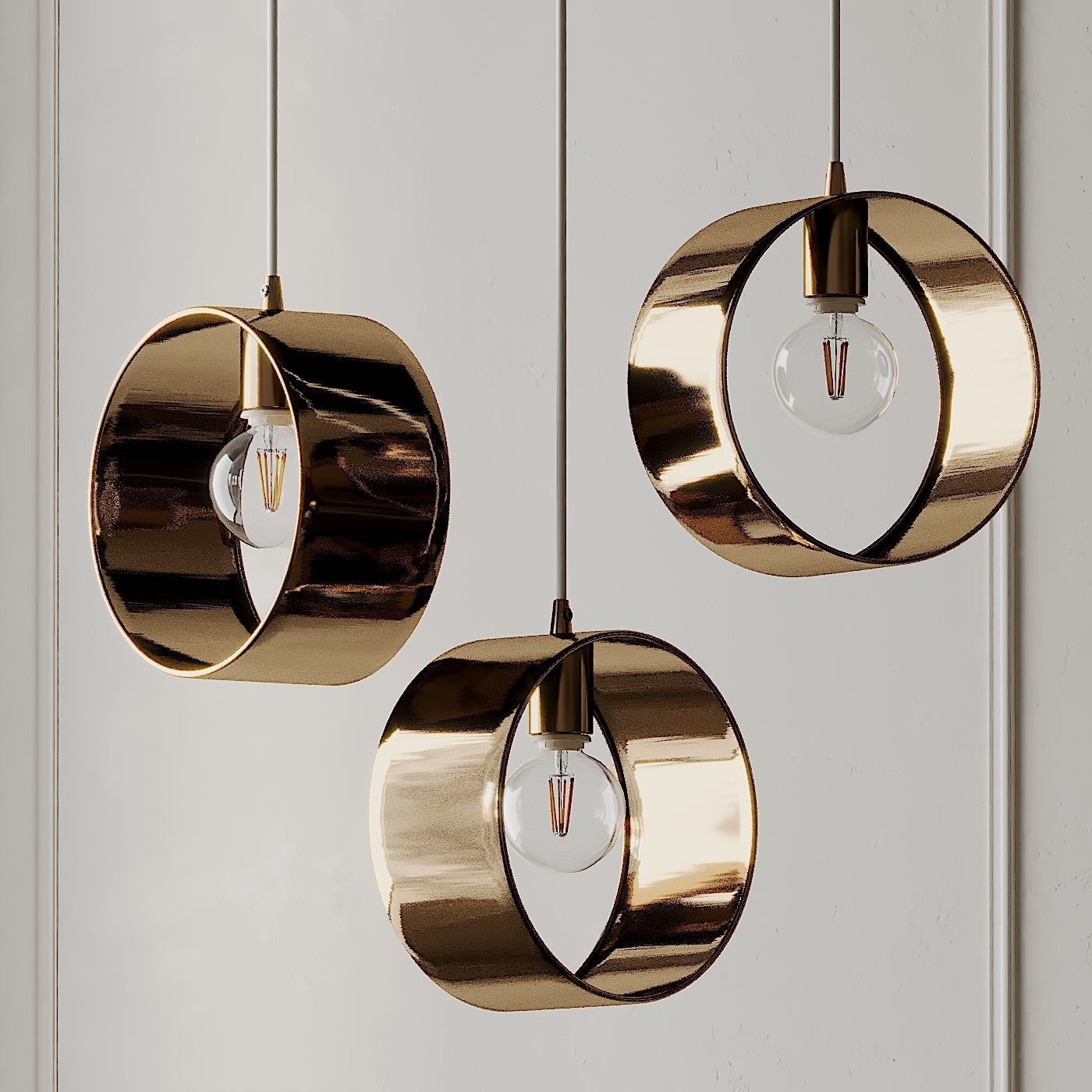 ARA GOLD RING PENDANT LAMP 3D model_2