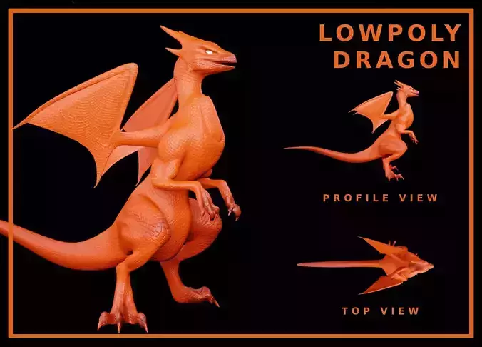 Lowpoly Rigged Flying Dragon Low-poly 3D model