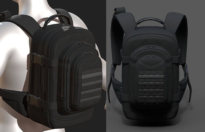 Backpack Camping bag baggage Black  Low-poly 3D model