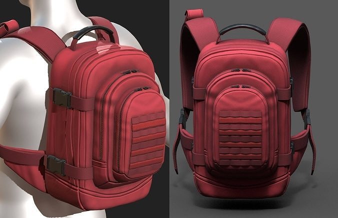 Backpack Camping bag baggage Color  Low-poly 3D model