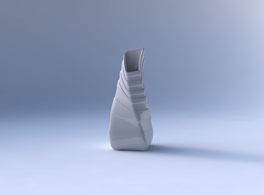 Vase twisted top bent quadratic with smooth horizontal ribbons 3D print model_4