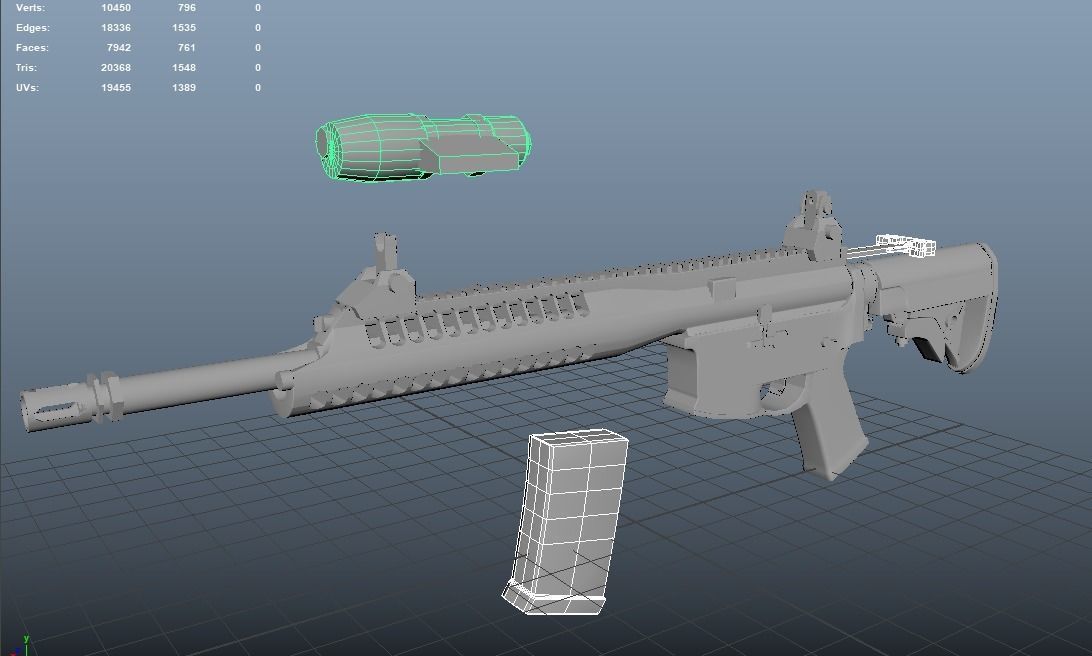 LWRC ica5 gun Low-poly 3D model_1