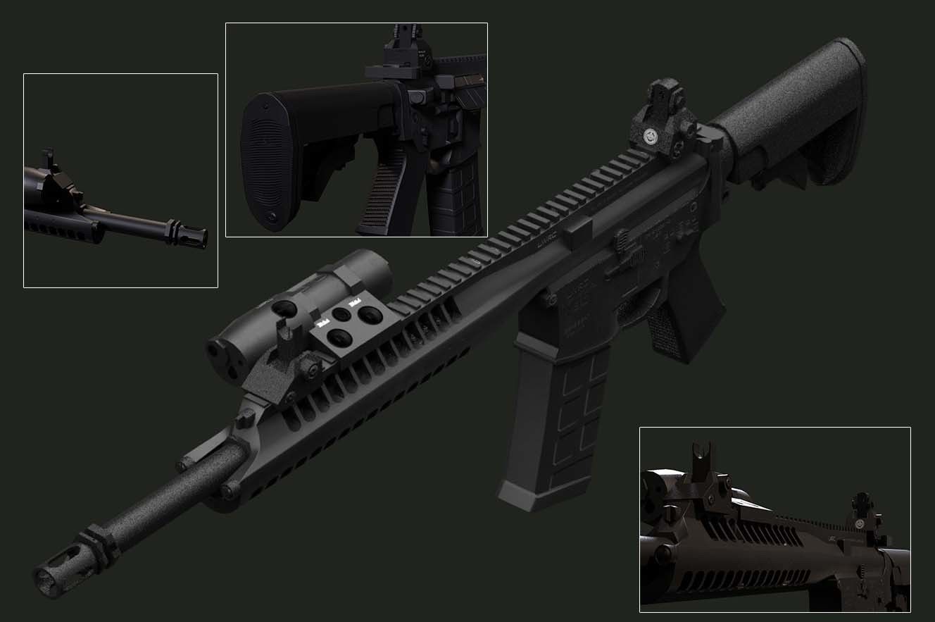 LWRC ica5 gun Low-poly 3D model_3