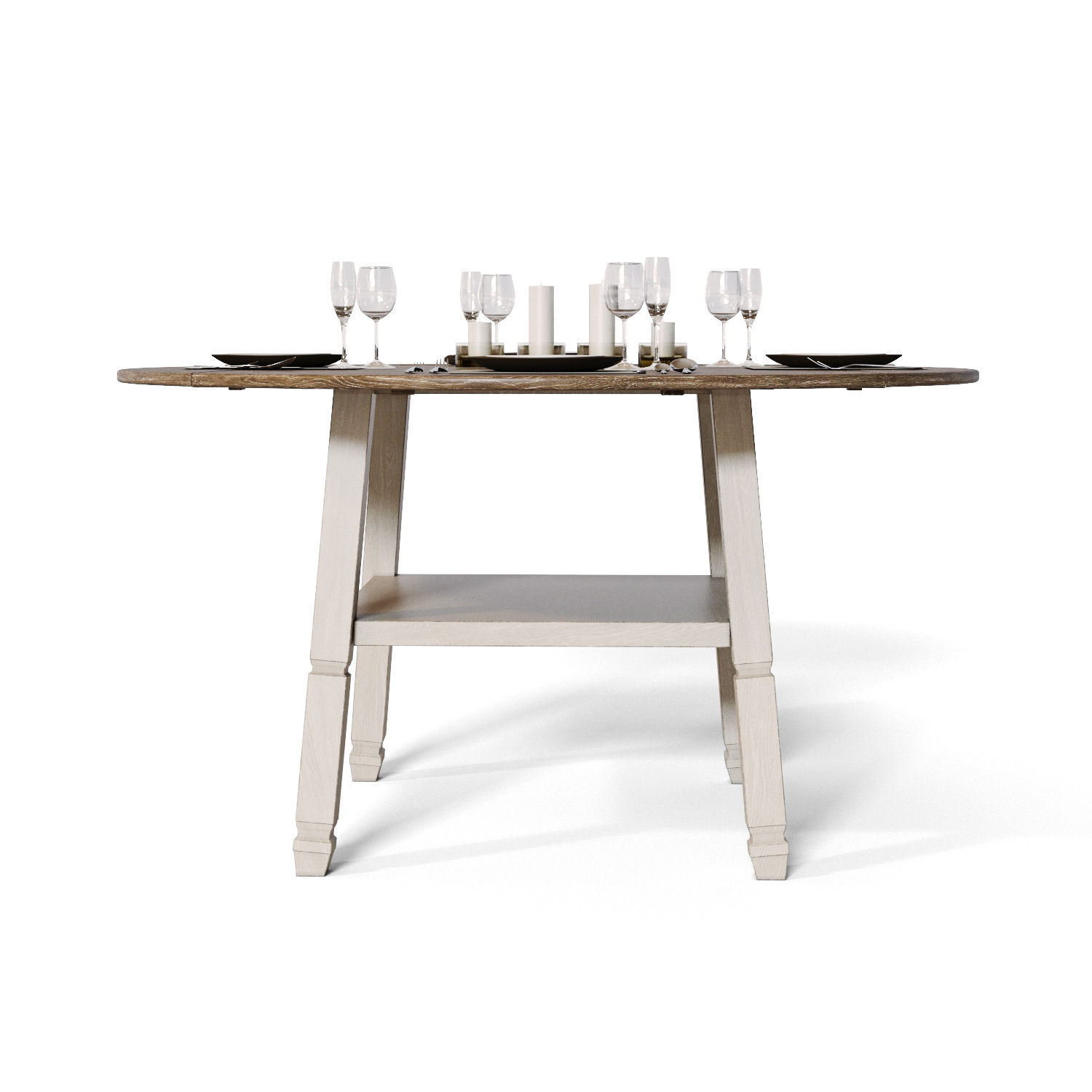 Bolanburg Counter Height Dining Room Drop Leaf Table 3D model CGTrader