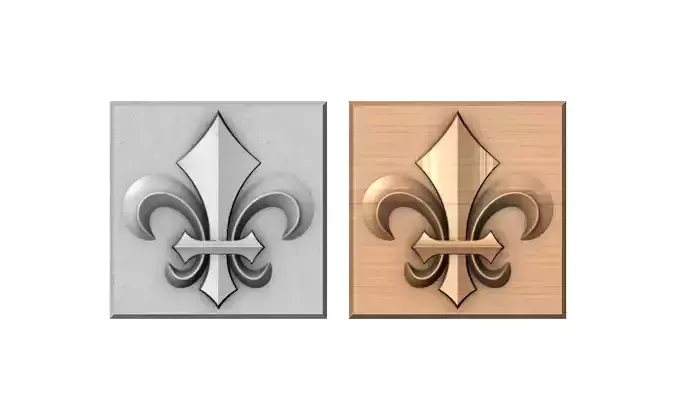 Royal lily Lys flower Fleur de lys plaster and wood tile 3D print model