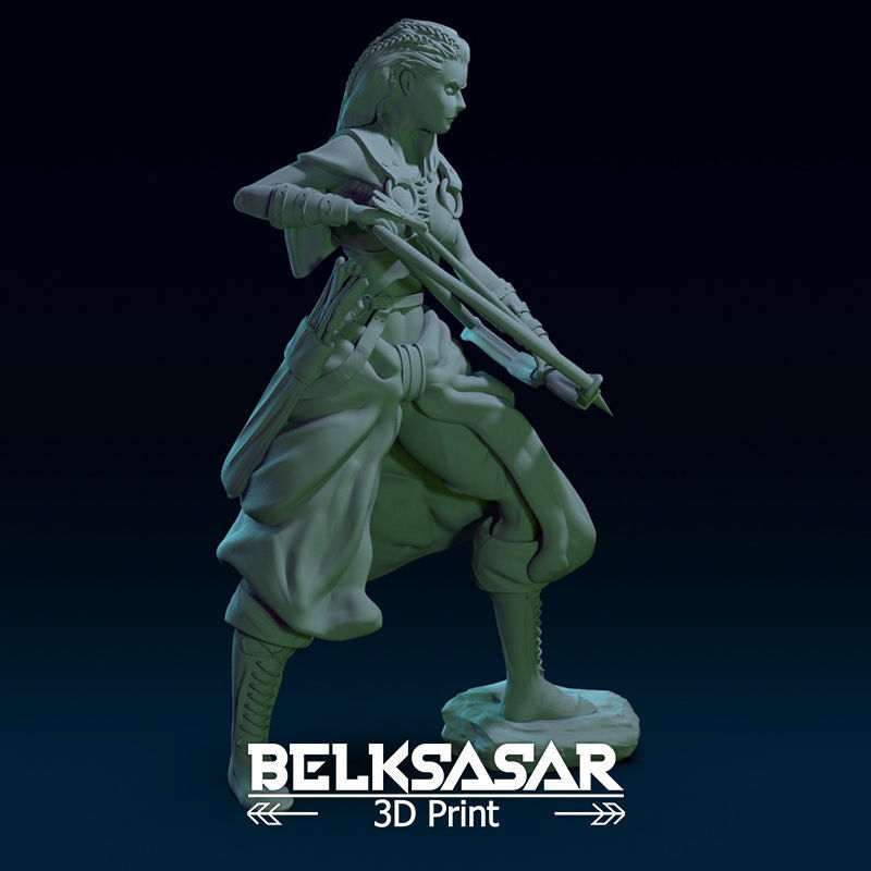 Fantasy Female Hunter 3D print model_9