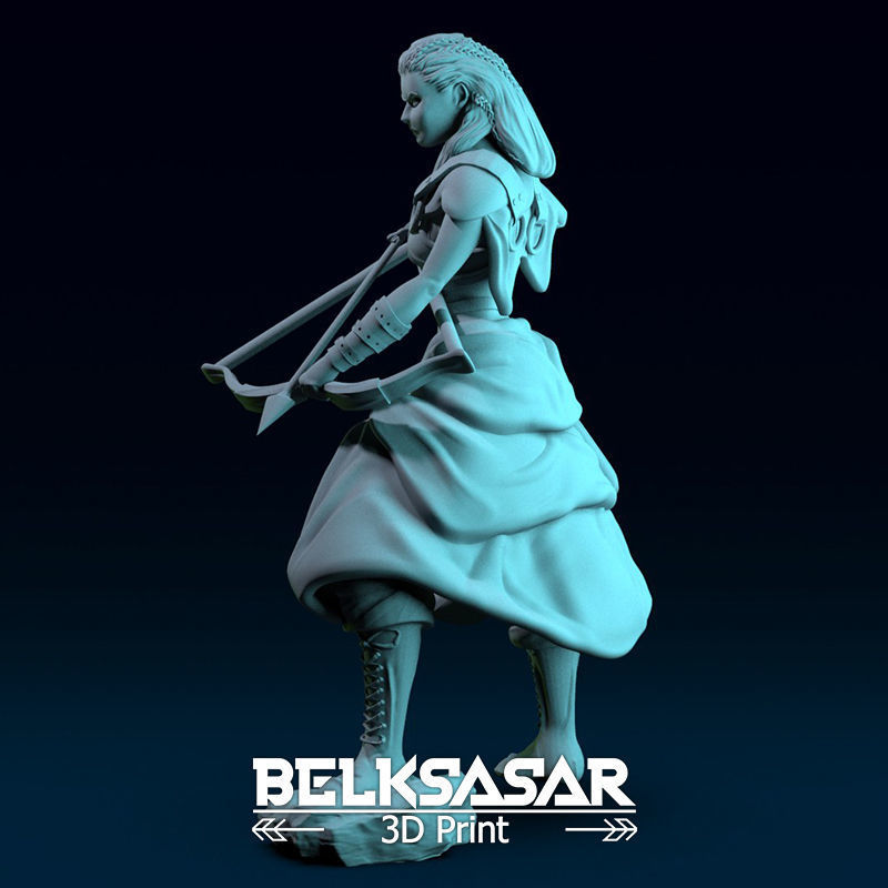 Fantasy Female Hunter 3D print model_4