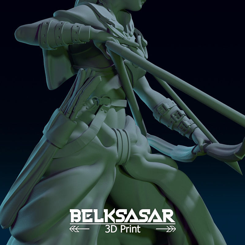 Fantasy Female Hunter 3D print model_11