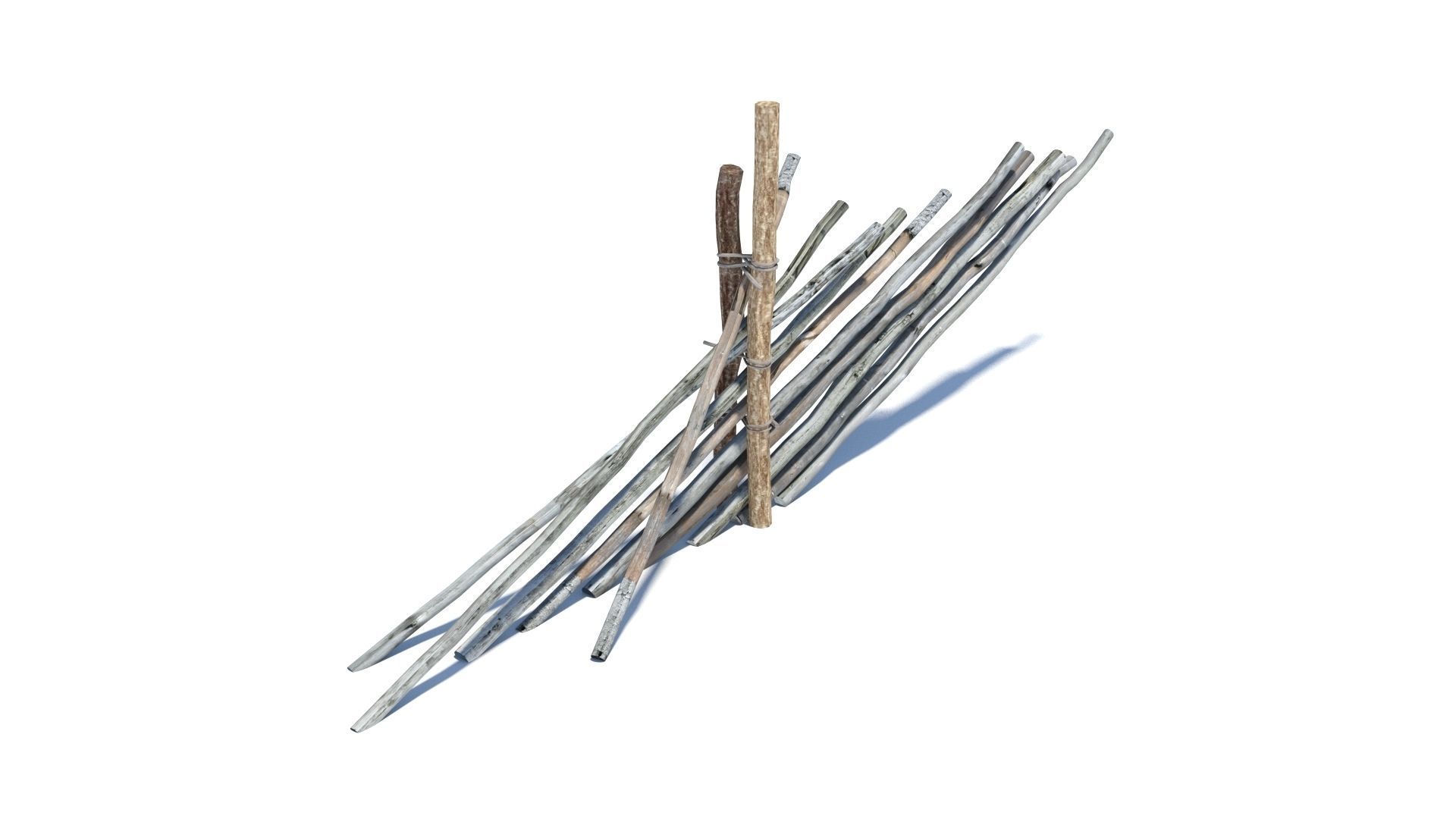 Modular medieval wooden fence pack Low-poly 3D model_13