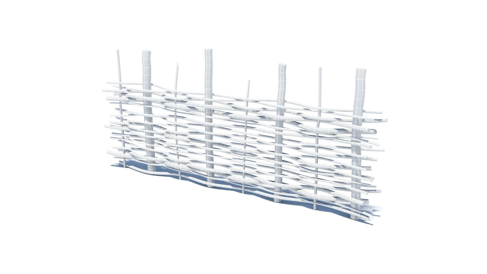 Modular medieval wooden fence pack Low-poly 3D model_5