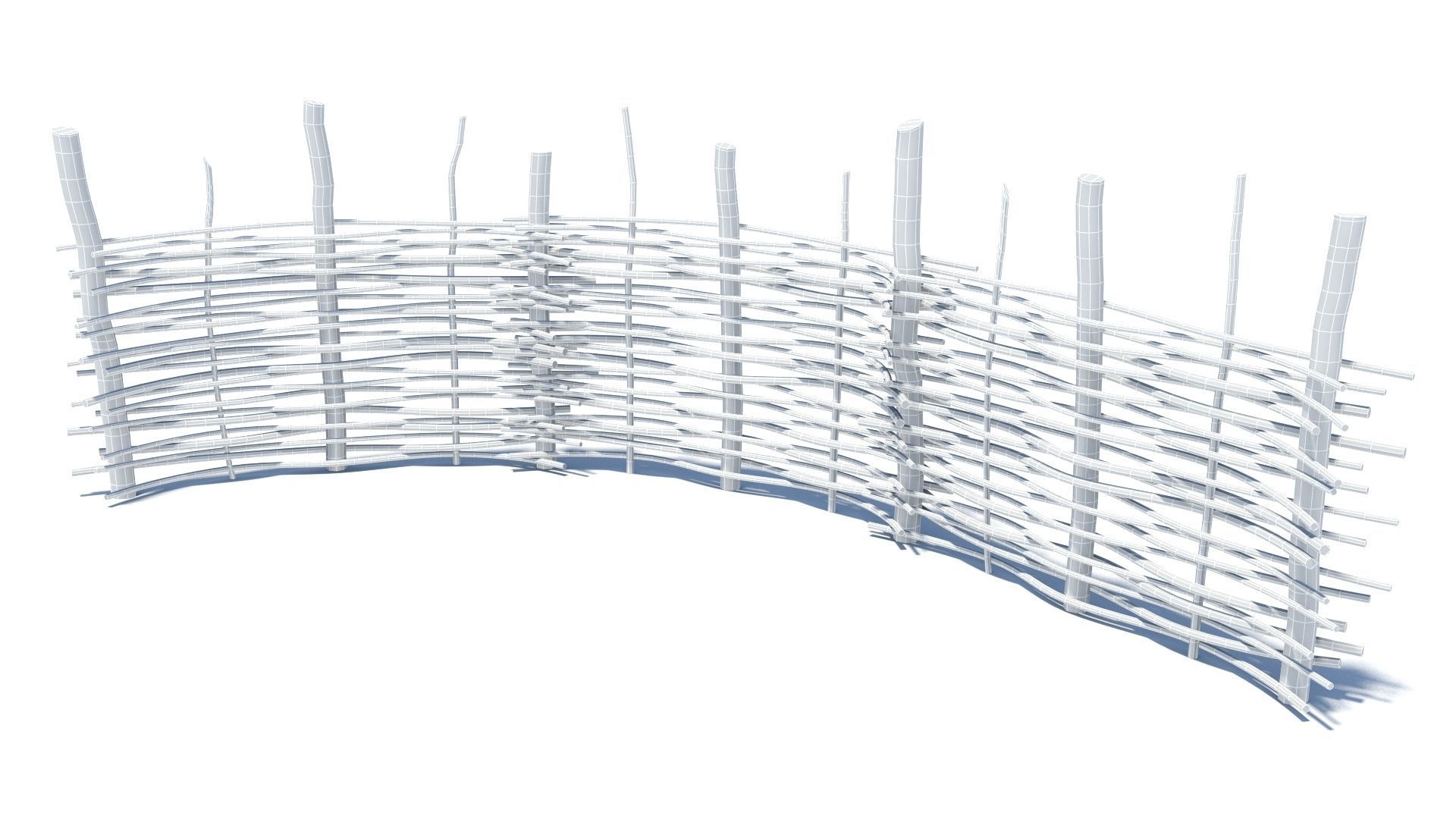 Modular medieval wooden fence pack Low-poly 3D model_7