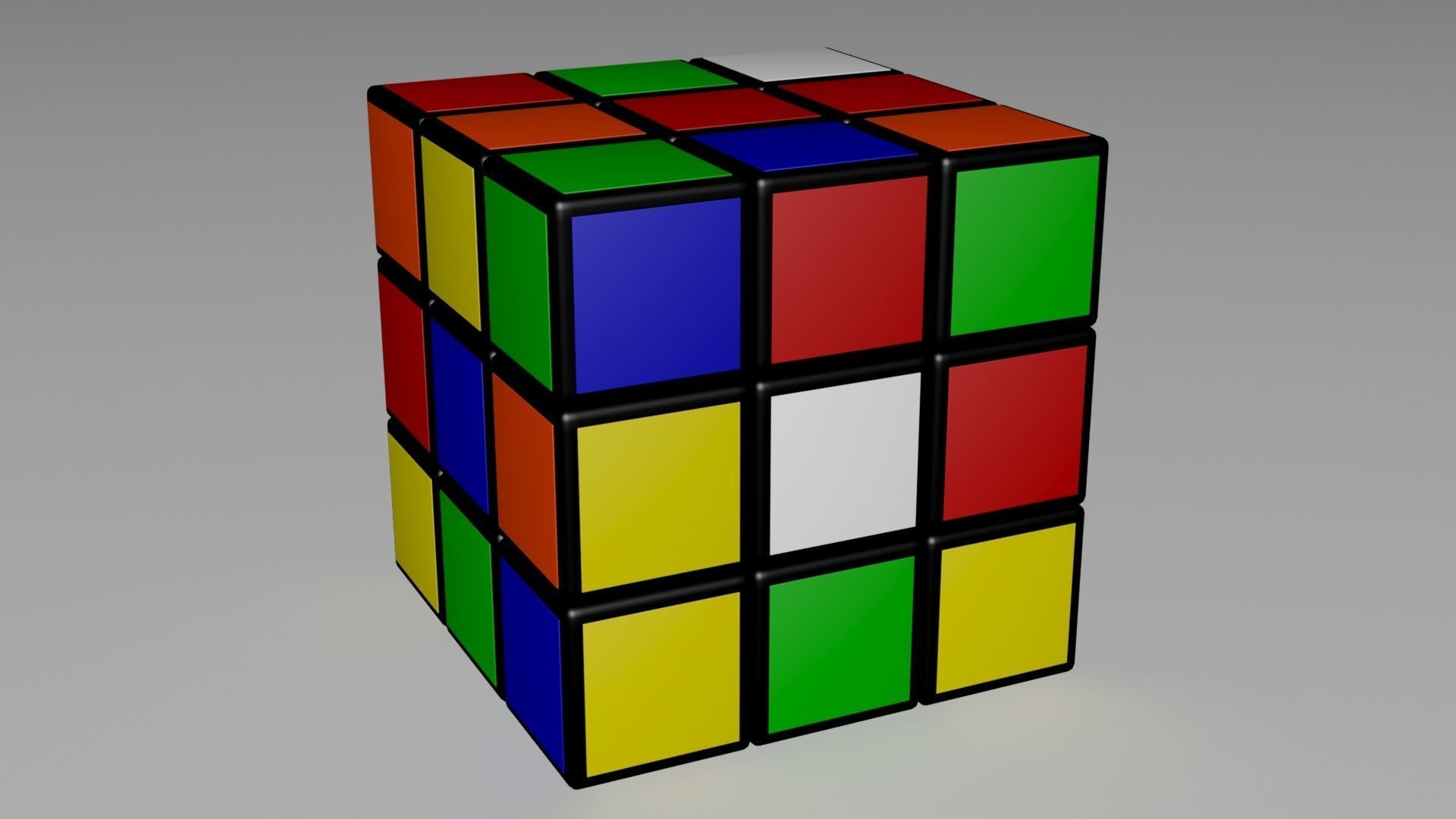 3x3 Scrambled Rubiks Cube 3D model_1