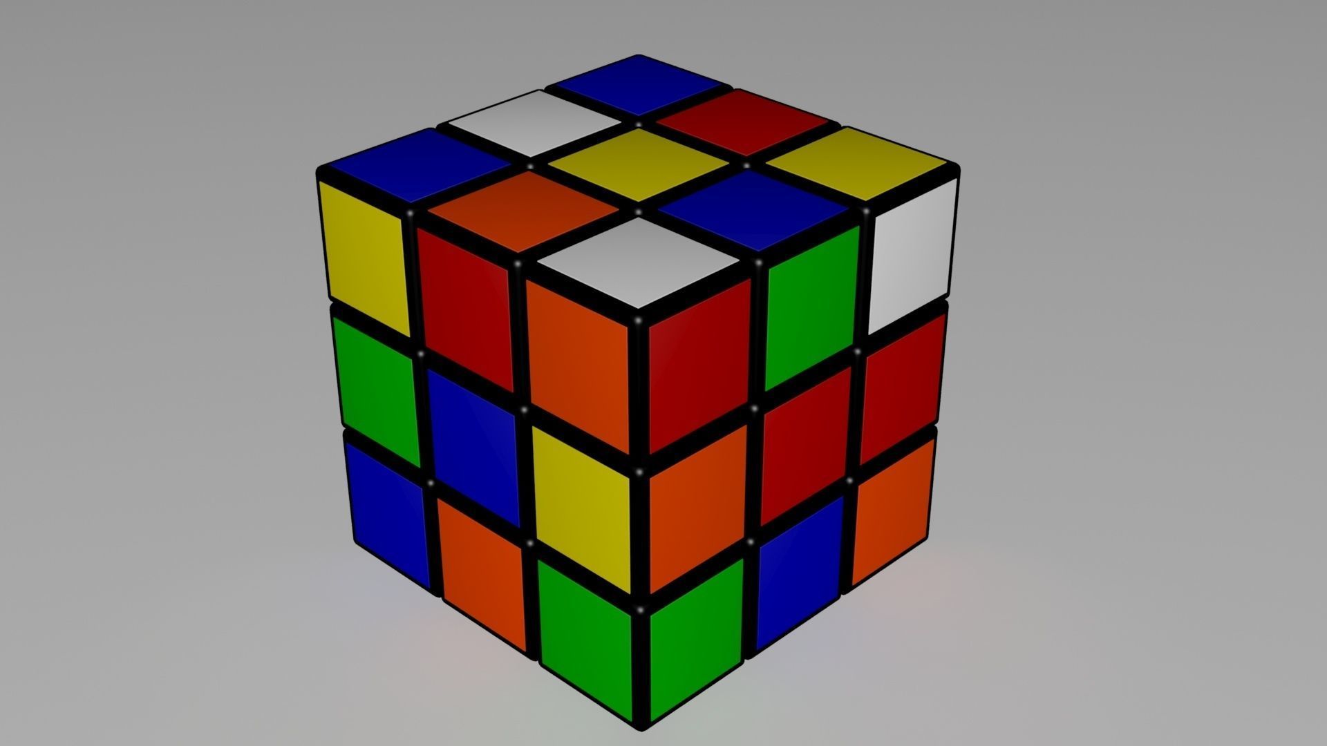 3x3 Scrambled Rubiks Cube 3D model_2
