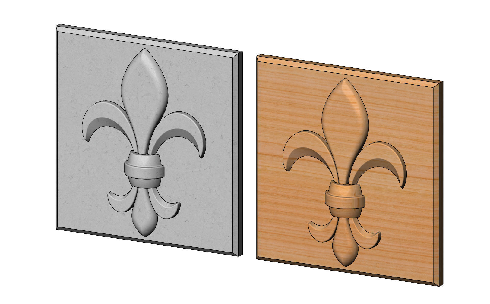 Royal lily Lys flower Fleur de lys tile relief model 3D print model_12