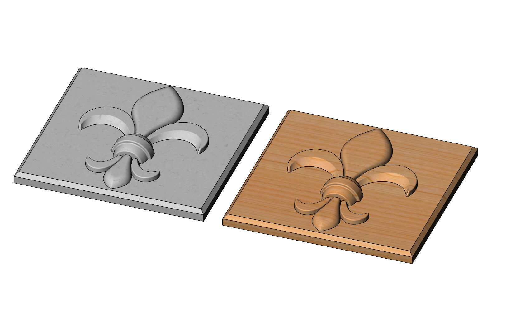 Royal lily Lys flower Fleur de lys tile relief model 3D print model_13