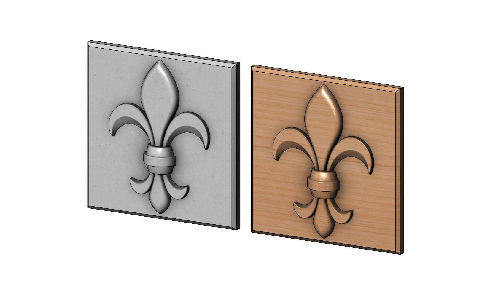 Royal lily Lys flower Fleur de lys tile relief model 3D print model_10