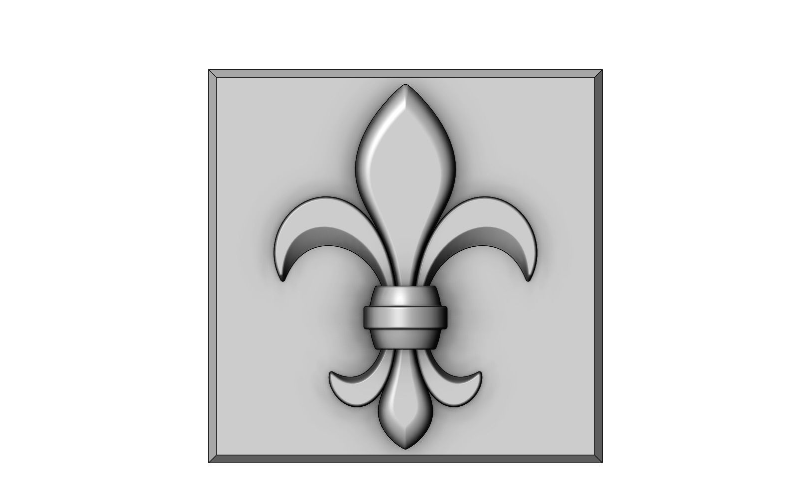 Royal lily Lys flower Fleur de lys tile relief model 3D print model_4
