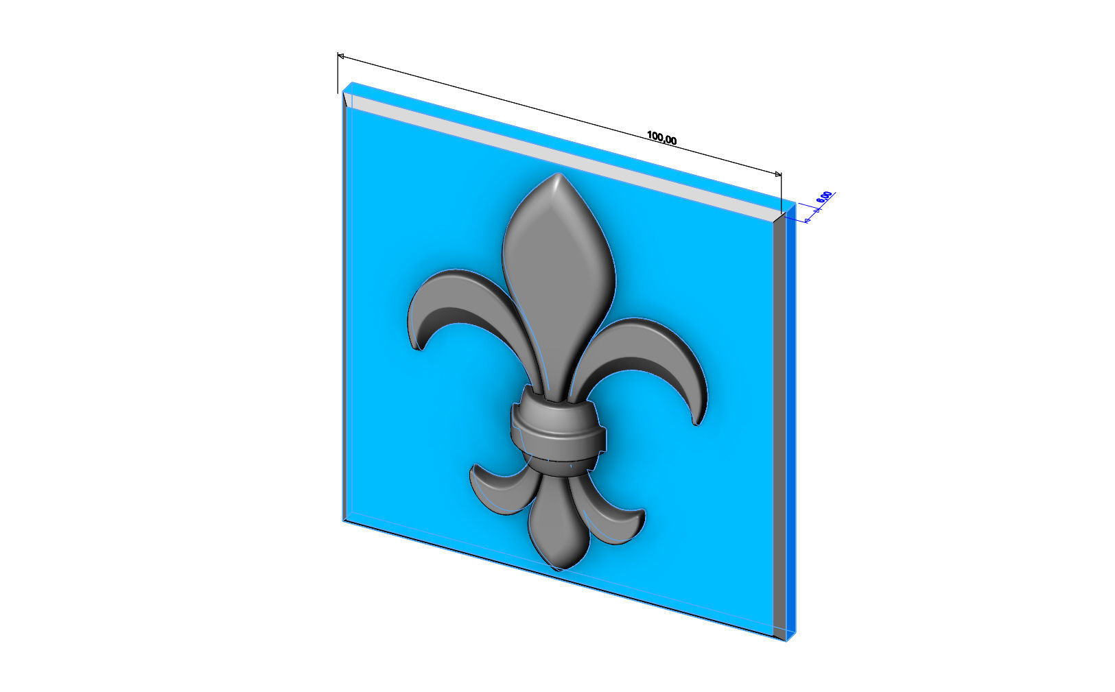 Royal lily Lys flower Fleur de lys tile relief model 3D print model_2