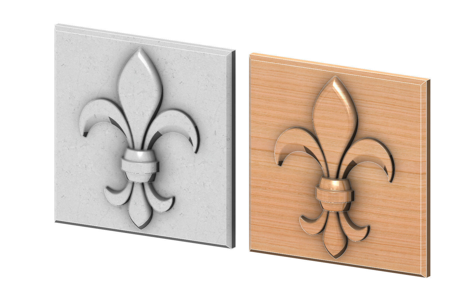 Royal lily Lys flower Fleur de lys tile relief model 3D print model_11