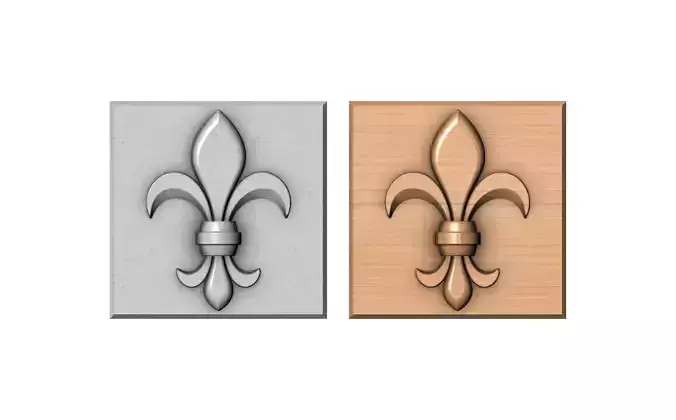 Royal lily Lys flower Fleur de lys tile relief model 3D print model