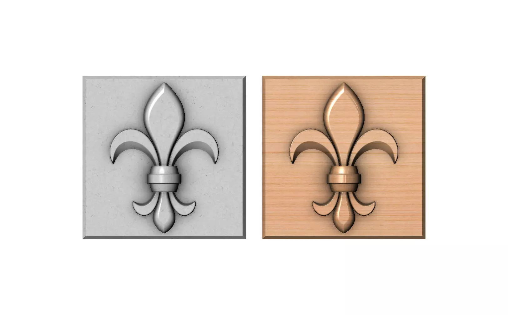 Royal lily Lys flower Fleur de lys tile relief model 3D print model_0