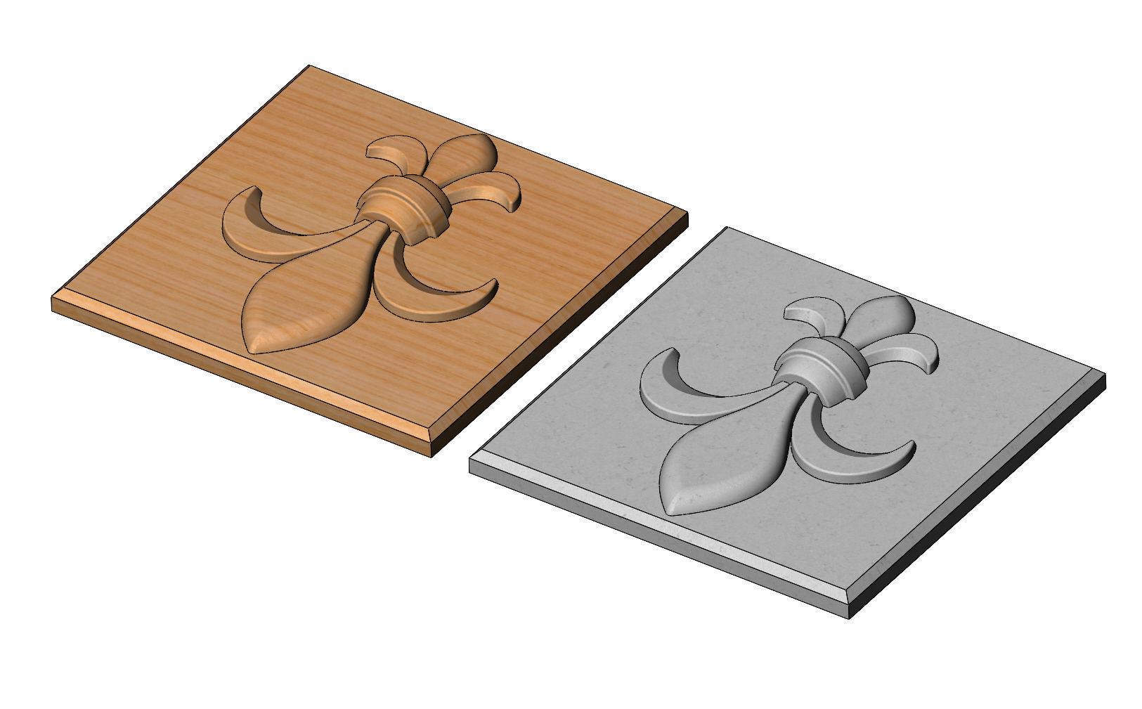 Royal lily Lys flower Fleur de lys tile relief model 3D print model_9