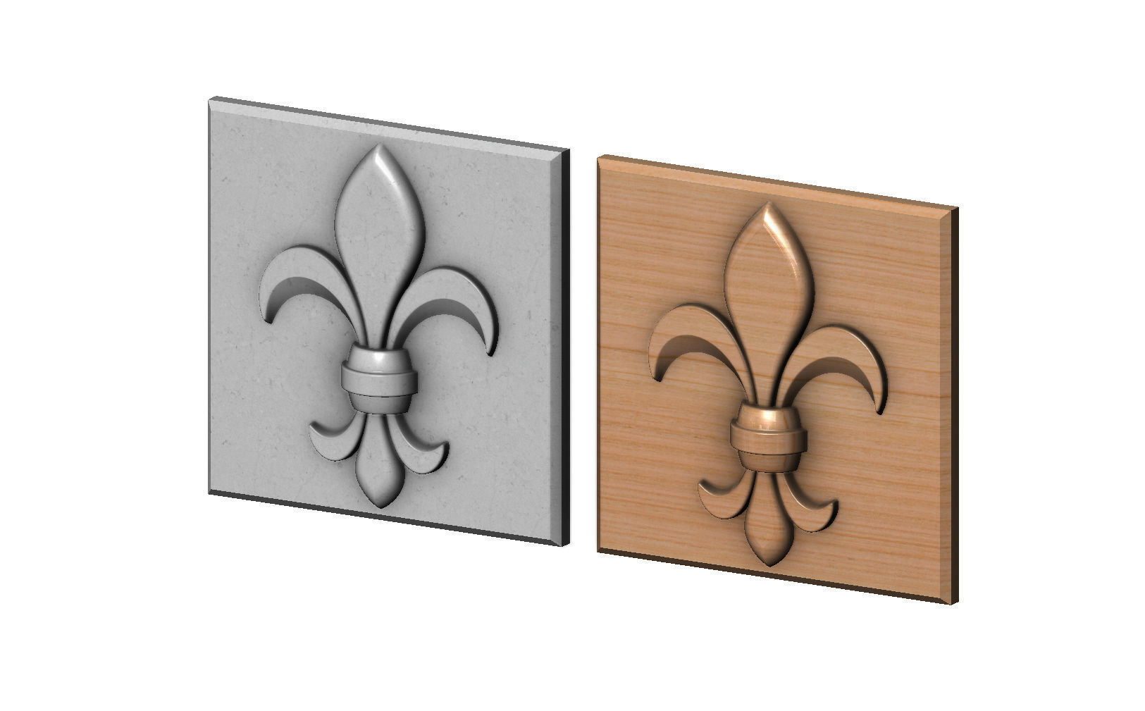 Royal lily Lys flower Fleur de lys tile relief model 3D print model_1