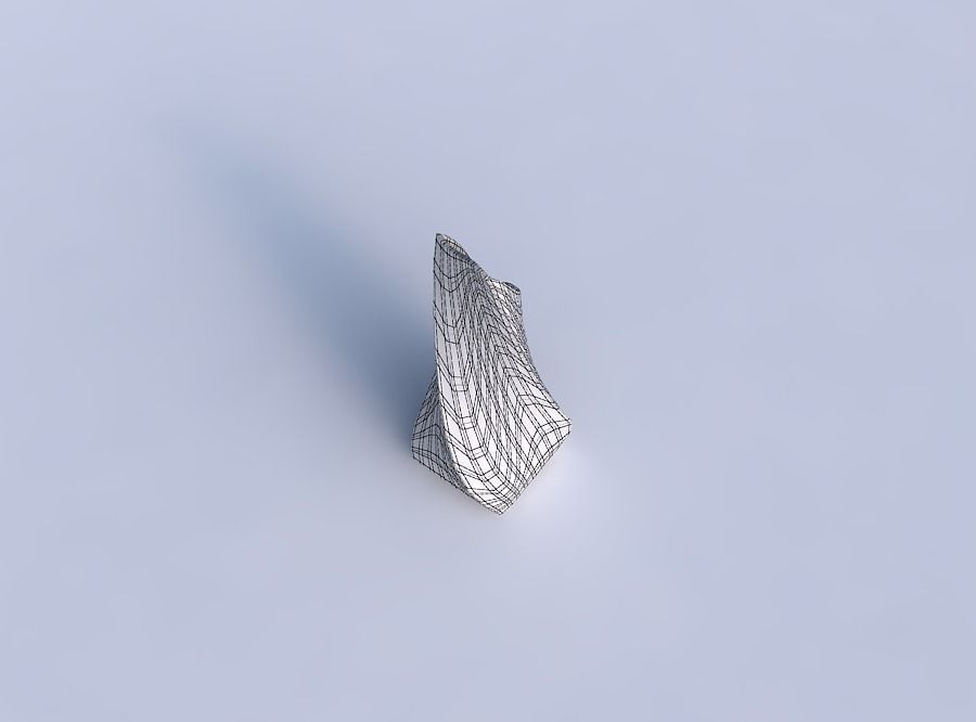 Vase twisted top bent quadratic with wavy grid plates 3D print model_6