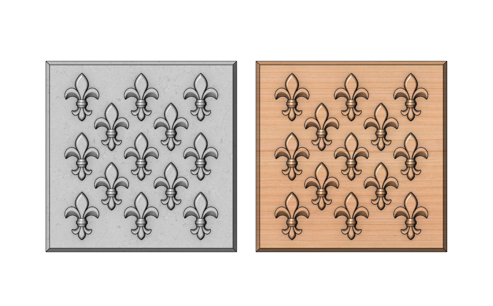 Lys flower Fleur de lys tile relief model 3D print model_12