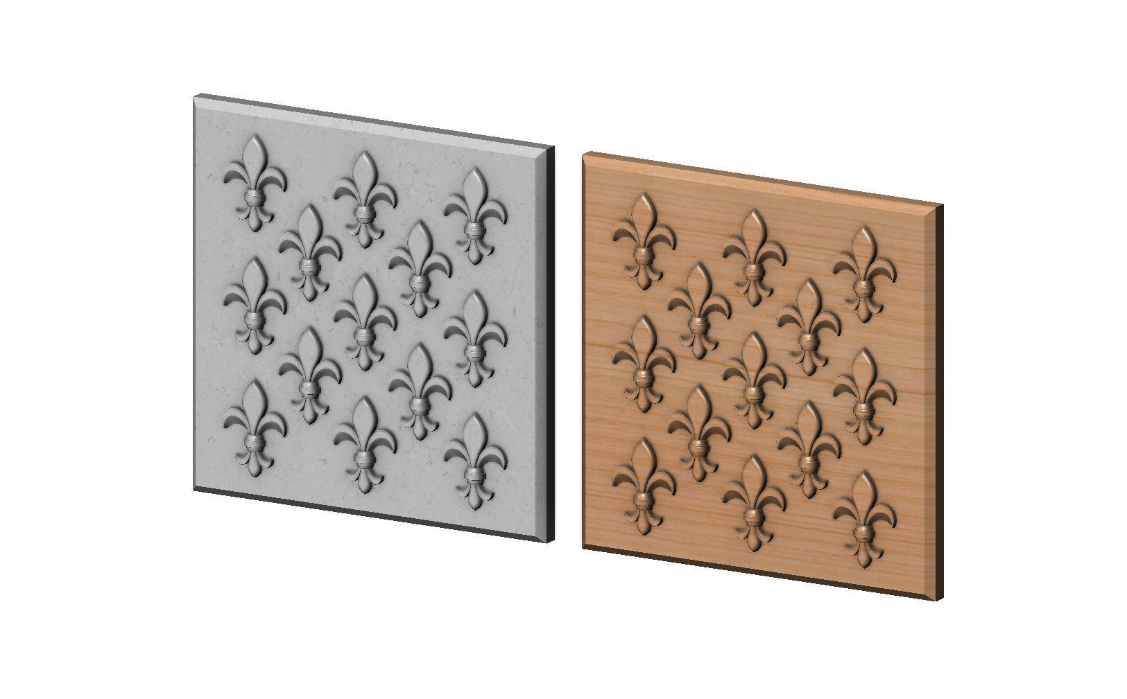 Lys flower Fleur de lys tile relief model 3D print model_1