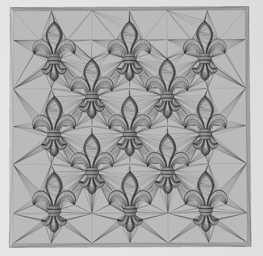 Lys flower Fleur de lys tile relief model 3D print model_13
