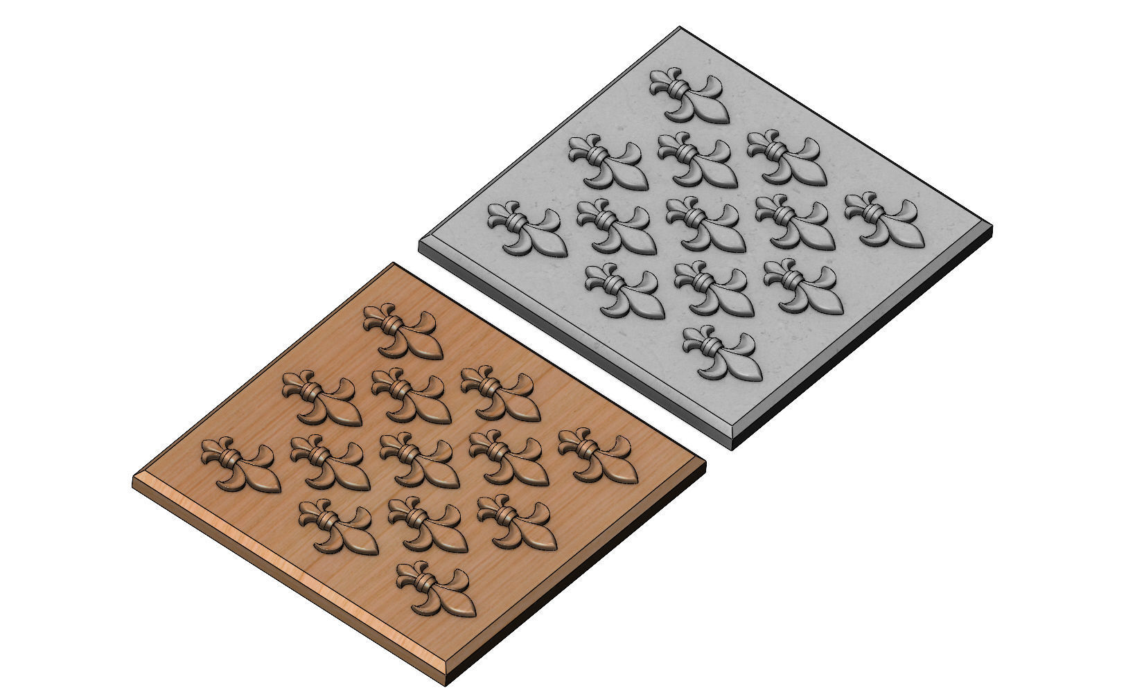 Lys flower Fleur de lys tile relief model 3D print model_11