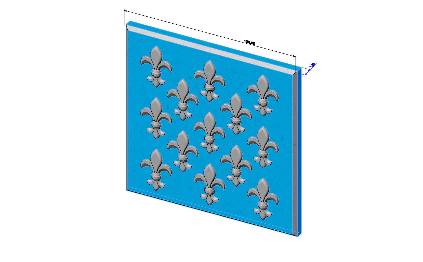 Lys flower Fleur de lys tile relief model 3D print model_2