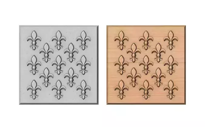 Lys flower Fleur de lys tile relief model 3D print model