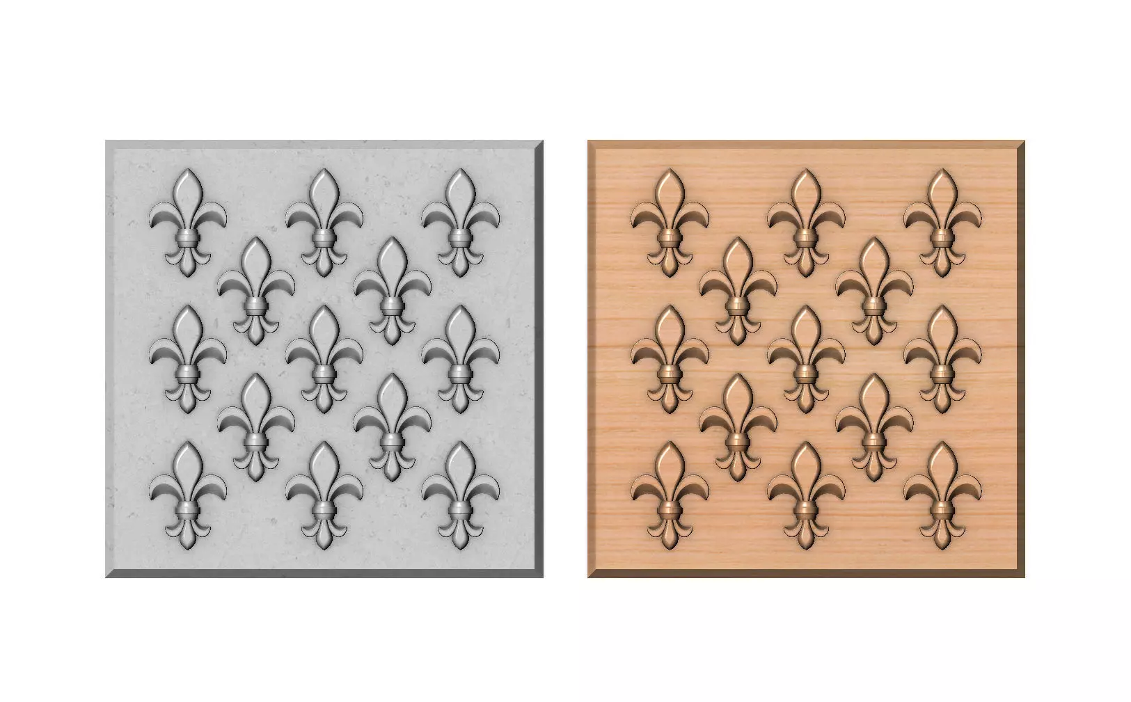 Lys flower Fleur de lys tile relief model 3D print model_0