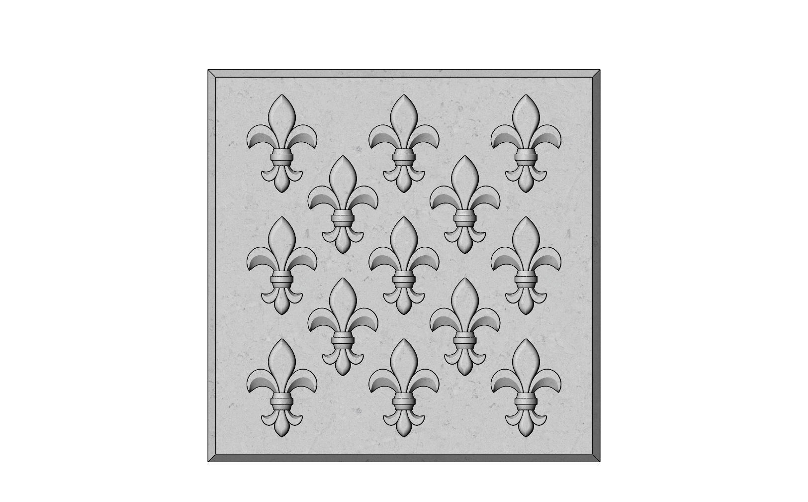 Lys flower Fleur de lys tile relief model 3D print model_4