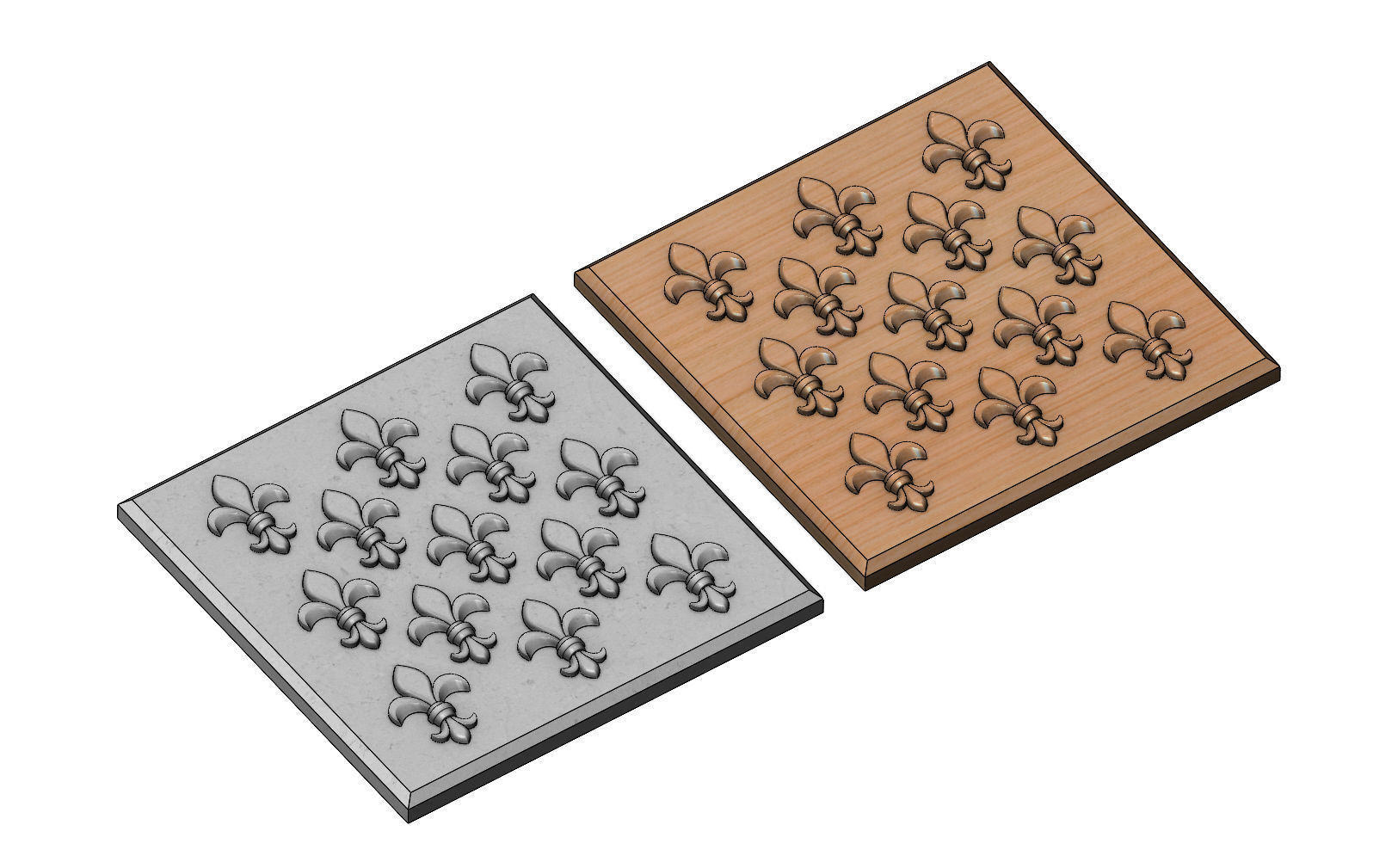 Lys flower Fleur de lys tile relief model 3D print model_10