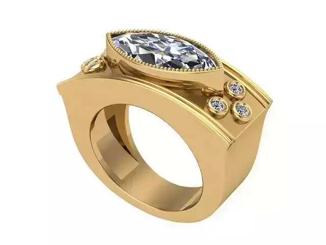 Pointy Sided Ring With More Gems