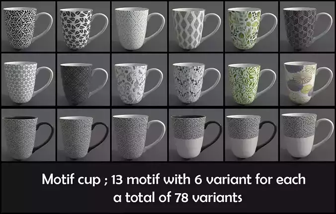 motif cup Low-poly 3D model
