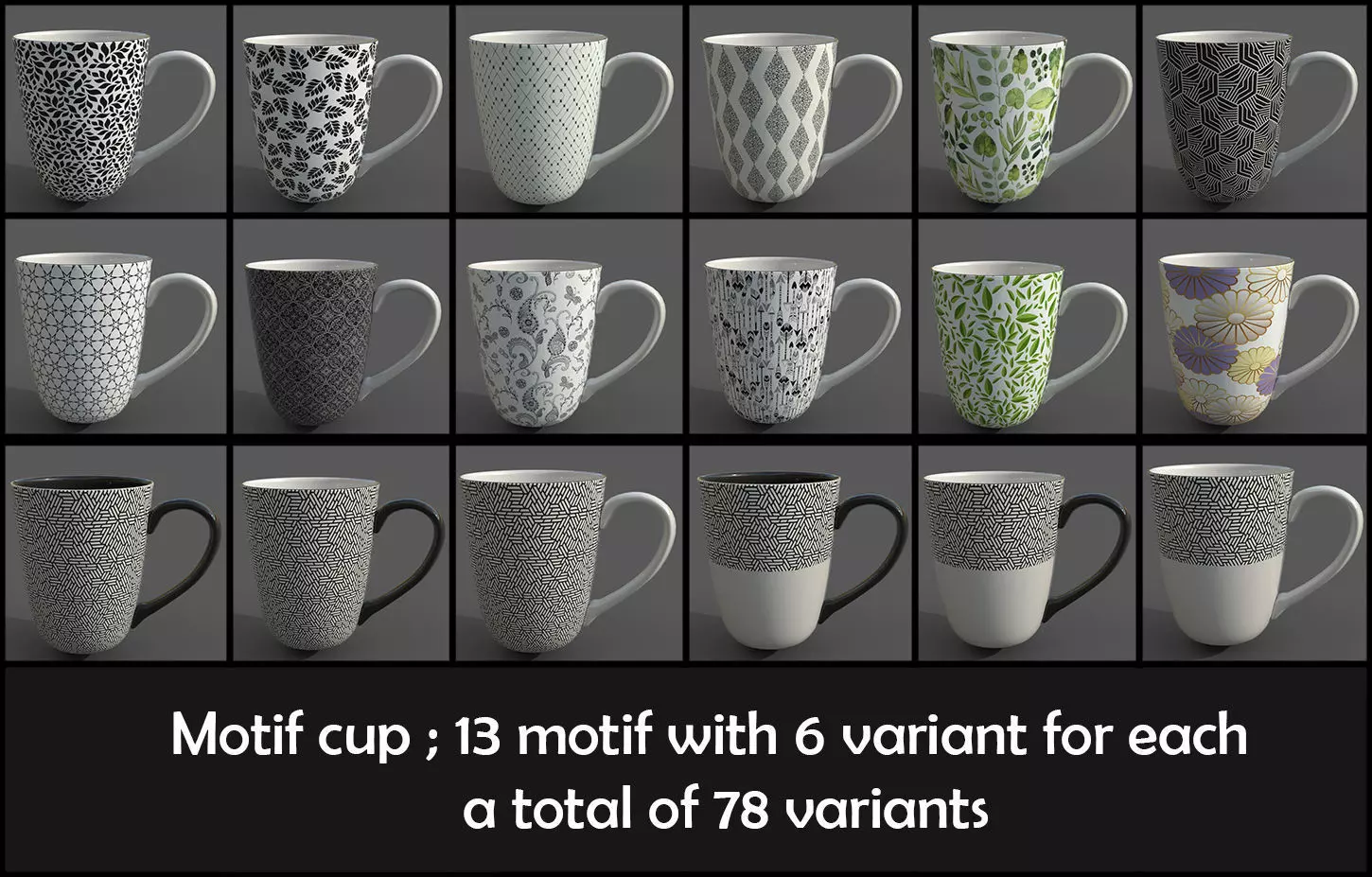 motif cup Low-poly 3D model_0