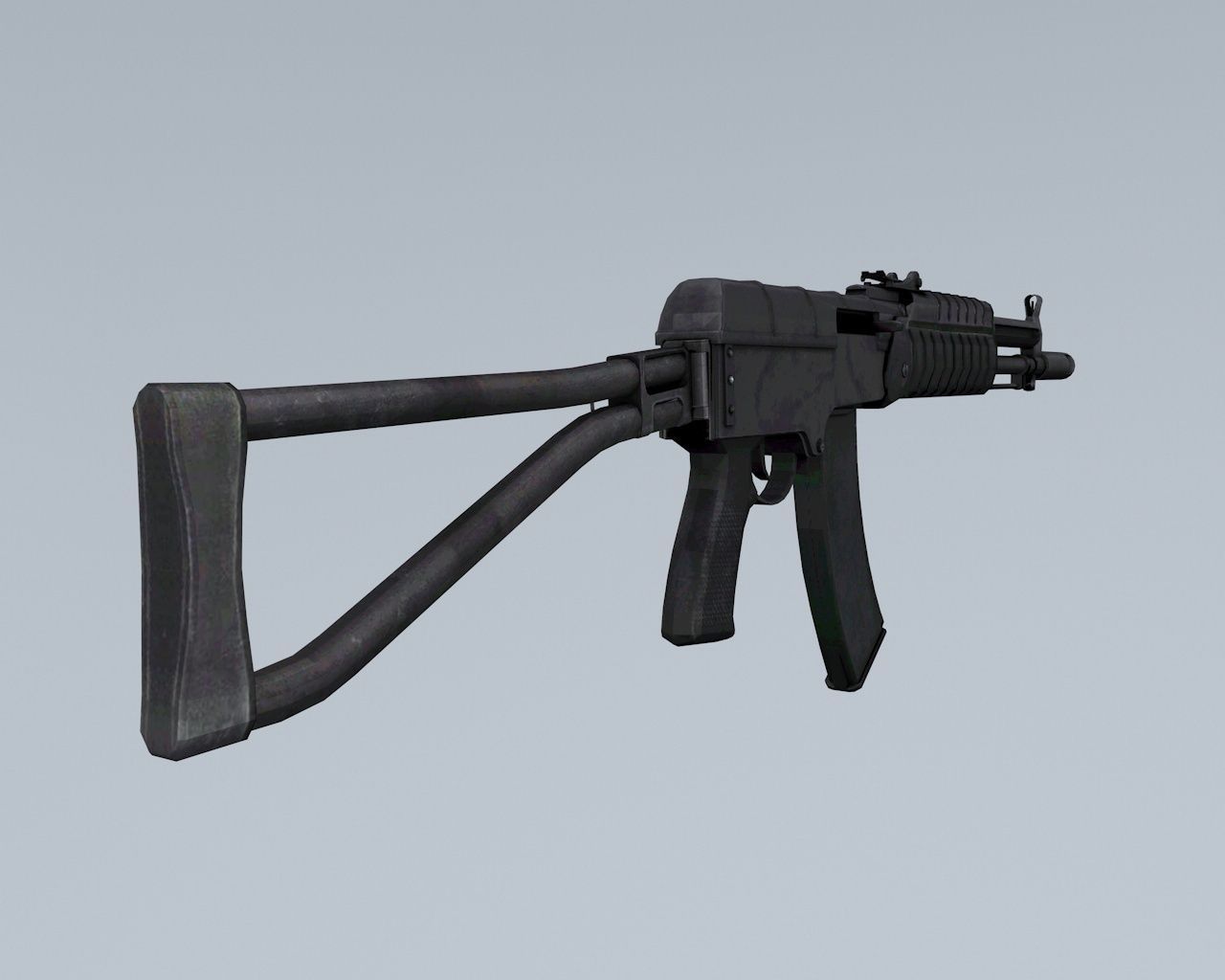 Low poly Gun Ak 47 Low-poly 3D model_7