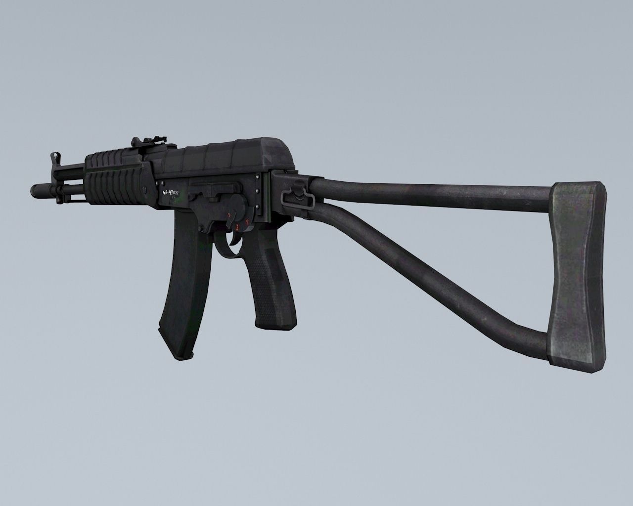 Low poly Gun Ak 47 Low-poly 3D model_6