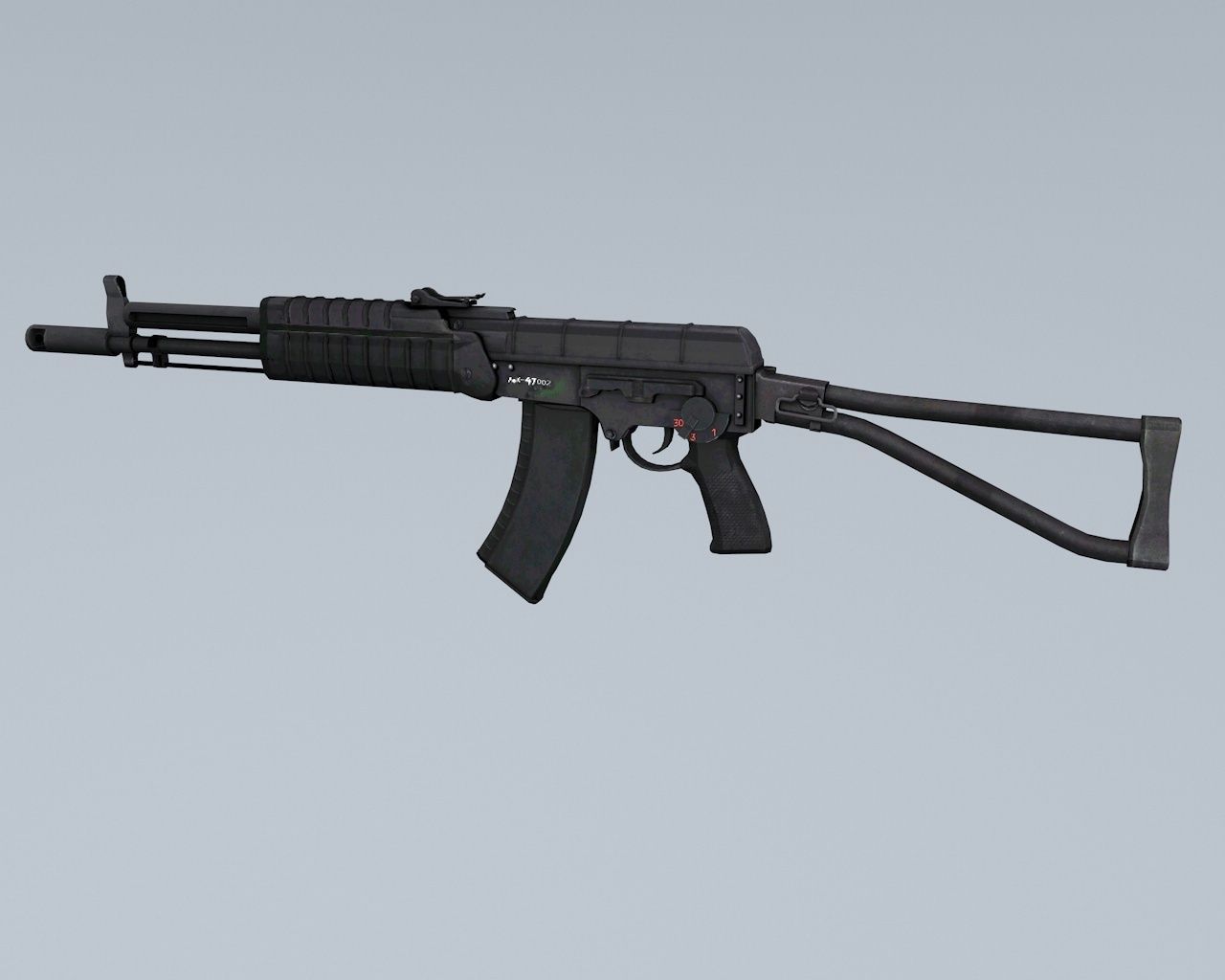 Low poly Gun Ak 47 Low-poly 3D model_4