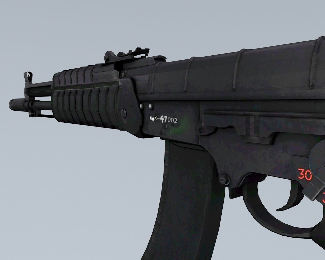 Low poly Gun Ak 47 Low-poly 3D model_3