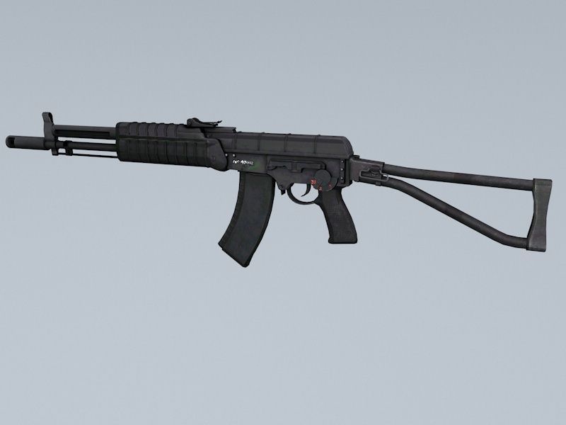 Low poly Gun Ak 47 Low-poly 3D model_1