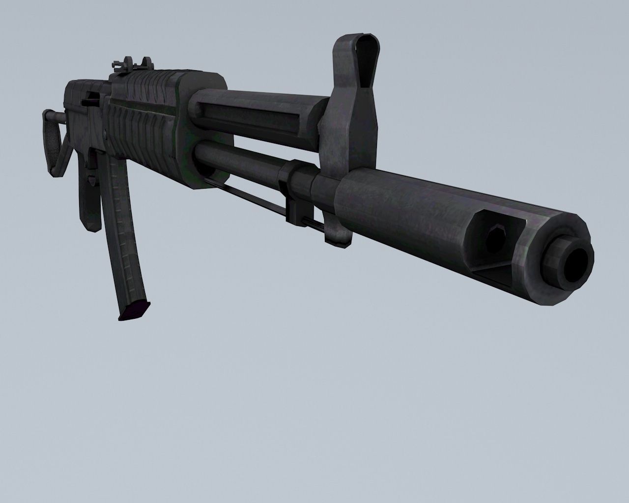 Low poly Gun Ak 47 Low-poly 3D model_5