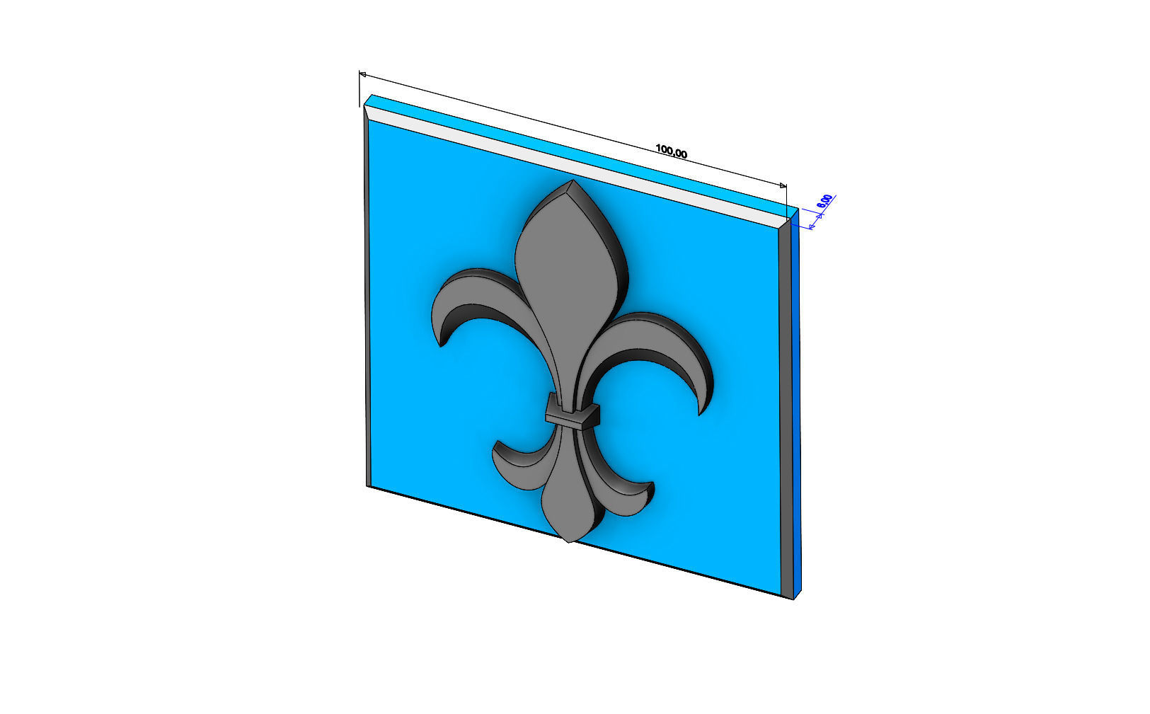Royal lily Lys flower relief  3D print model_4