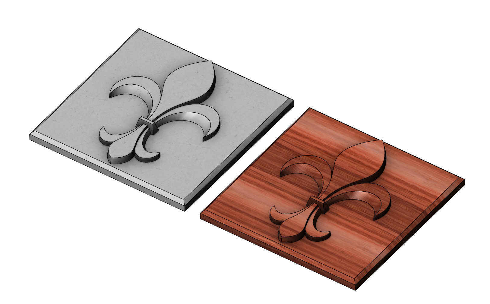 Royal lily Lys flower relief  3D print model_7