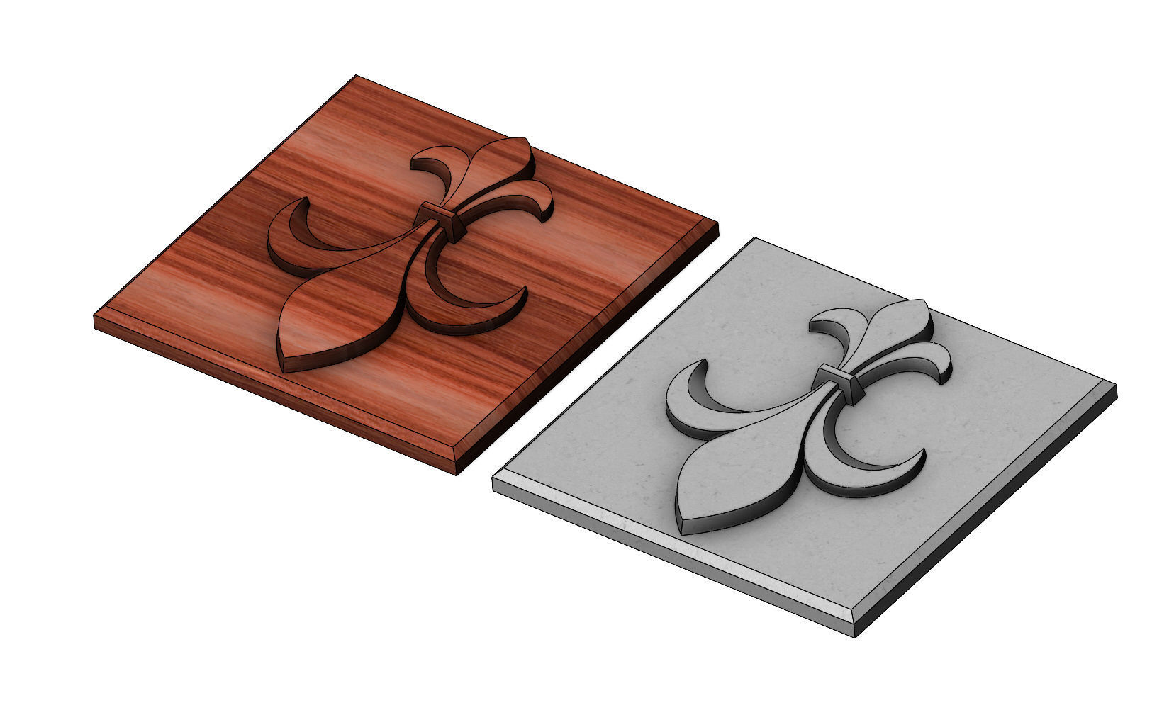 Royal lily Lys flower relief  3D print model_13